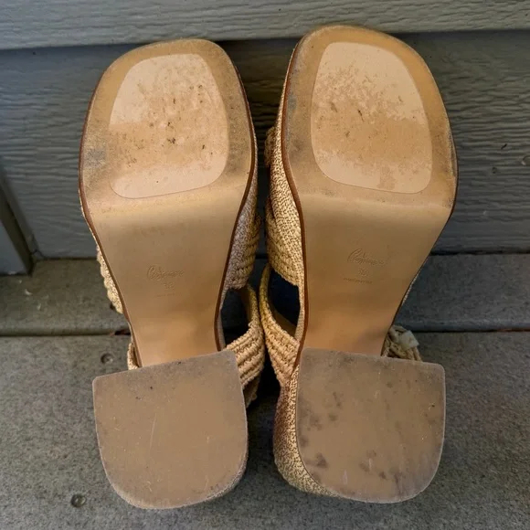 Castaner Sandalo in Rafia Adriana Size 38 Chunky Heel Sandals‎ Made In Spain - Picture 16 of 16